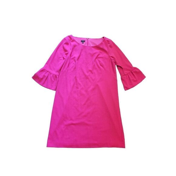 Talbots Crepe Bell Sleeve Sheath Dress Hot Pink Barbie Women's 14 - Picture 1 of 4